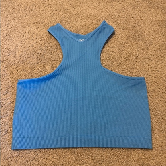 Blue ribbed crop halter top - Picture 1 of 3